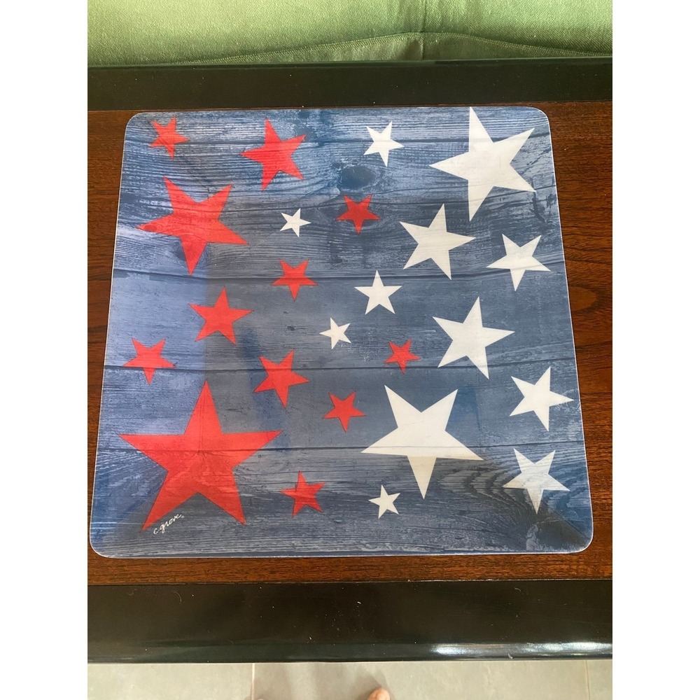 Citrus‎ Grove Set of 4 US Flag 10" Square Americana Plastic Plates